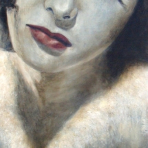 Hedy Lamarr IN FUR acryl op canvas 180 x 60