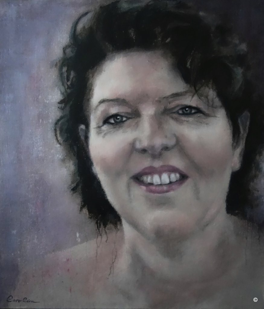 Portret Angela Acryl op linnen en paneel 62 x 72 cm 2019